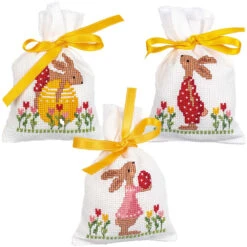Vervaco Rabbits Tulip Garden Bags Counted Cross-Stitch Kit