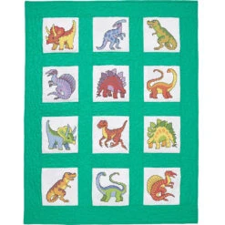 Herrschners Jurassic Kid's Quilt Blocks Stamped Cross-Stitch