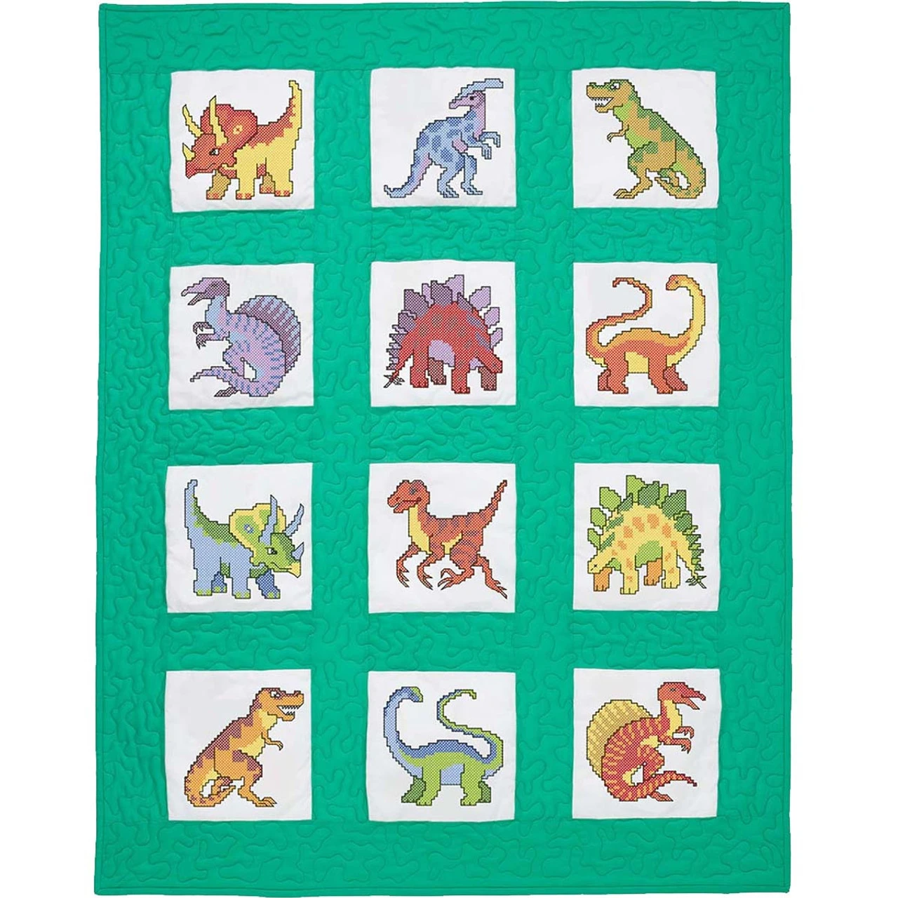 Herrschners Jurassic Kid's Quilt Blocks Stamped Cross-Stitch 1 Herrschners Jurassic Kid's Quilt Blocks Stamped Cross-Stitch