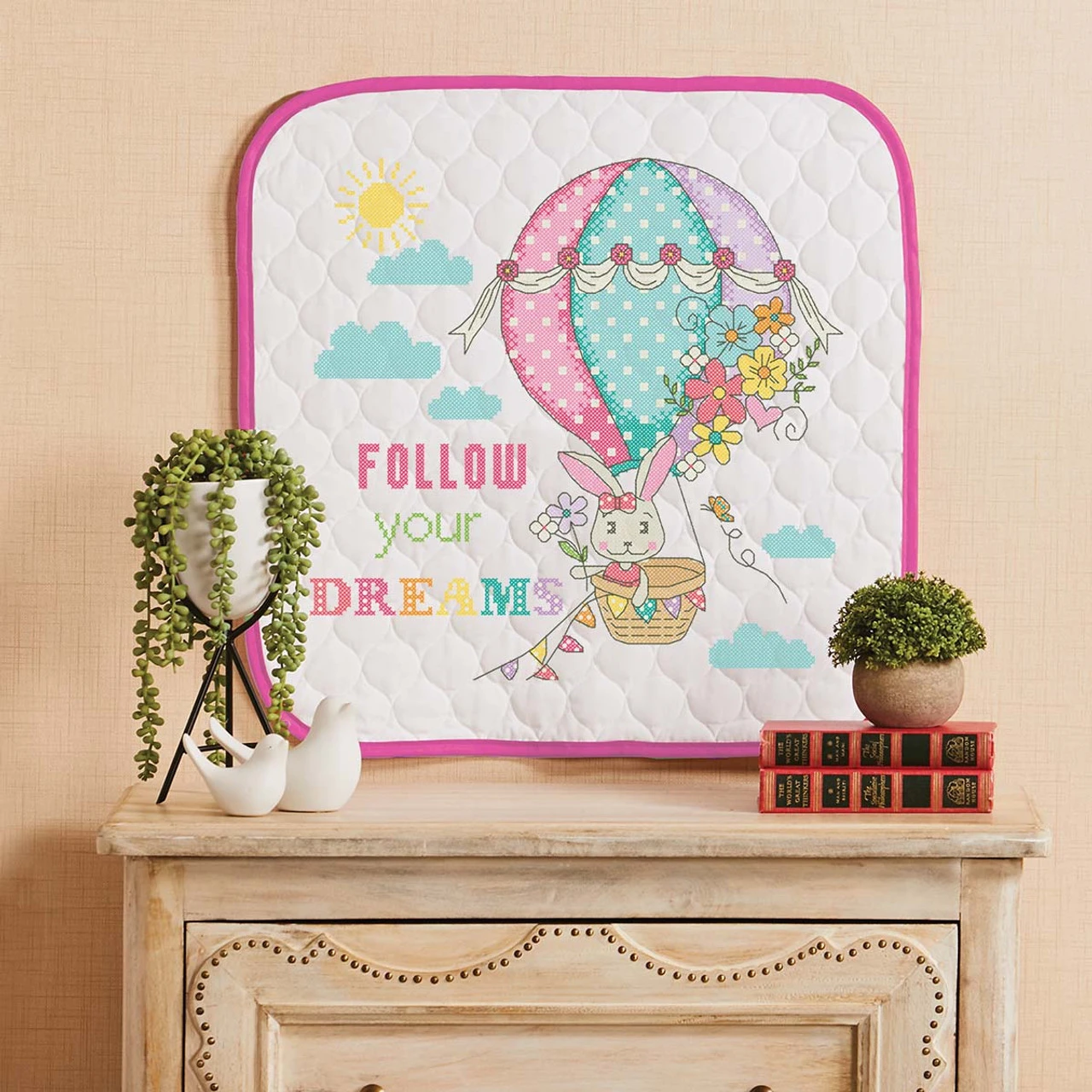 Herrschners Follow Your Dreams Wall Hanging Stamped Cross-Stitch Kit 1 Herrschners Follow Your Dreams Wall Hanging Stamped Cross-Stitch Kit