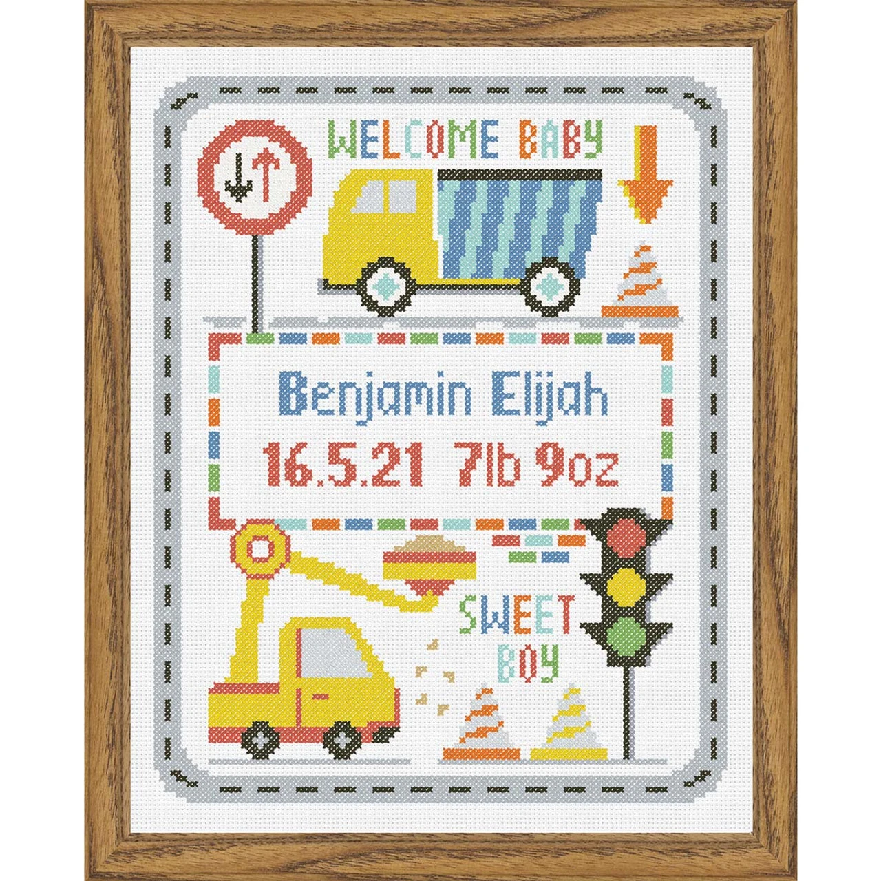 Herrschners Construction Crew Birth Record Counted Cross-Stitch Kit 1 Herrschners Construction Crew Birth Record Counted Cross-Stitch Kit
