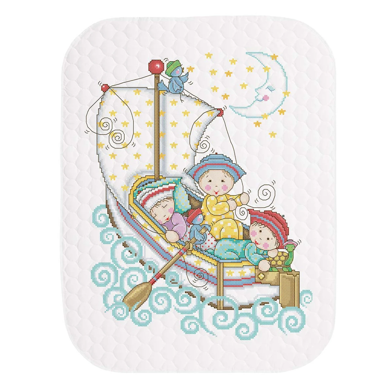 Herrschners Sailing To Dreamland Baby Quilt Stamped Cross-Stitch Kit 1 Herrschners Sailing To Dreamland Baby Quilt Stamped Cross-Stitch Kit
