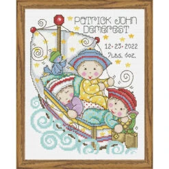 Herrschners Sailing To Dreamland Birth Record Counted Cross-Stitch Kit
