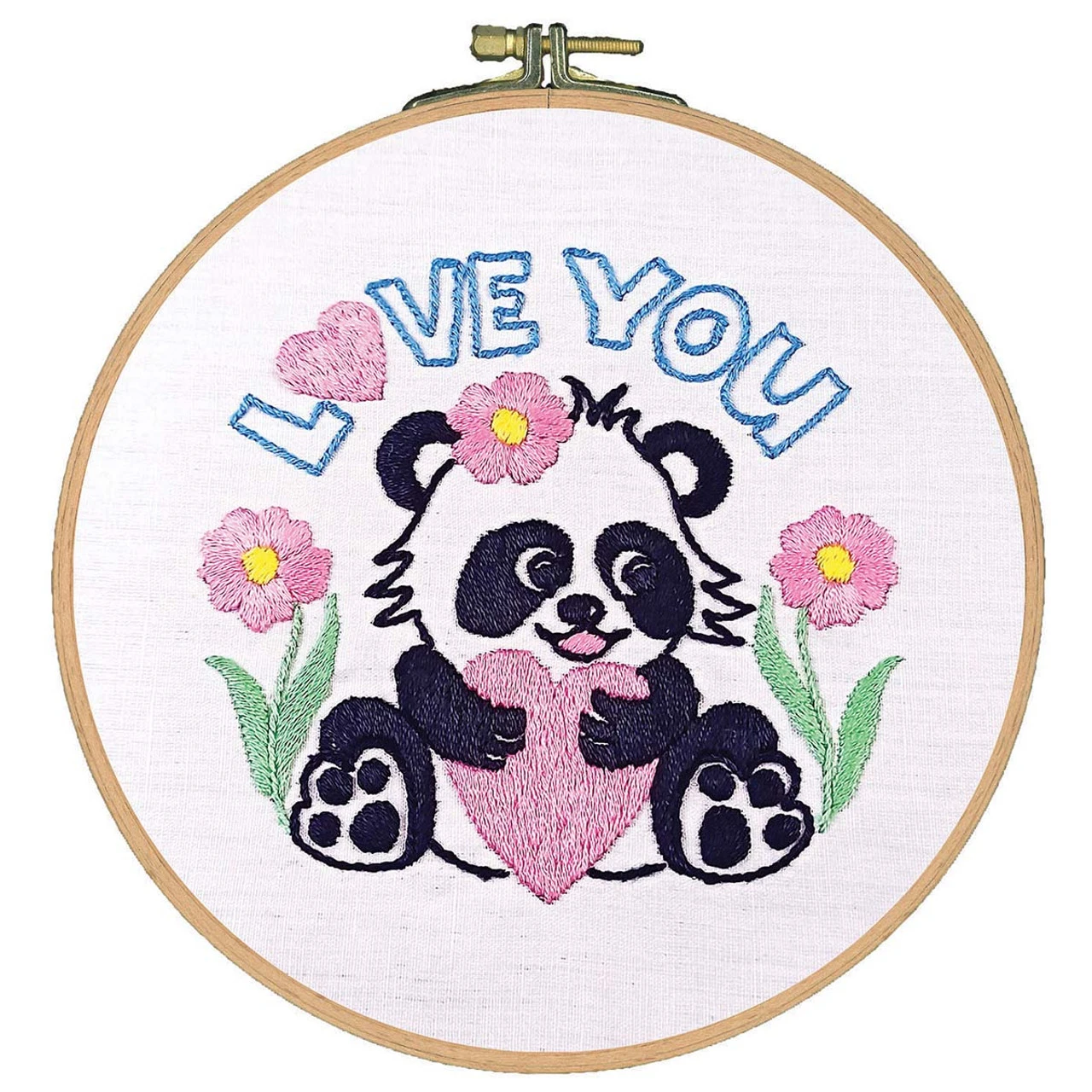 Craftways Panda With Heart Hoop Stamped Embroidery Kit 1 Craftways Panda With Heart Hoop Stamped Embroidery Kit