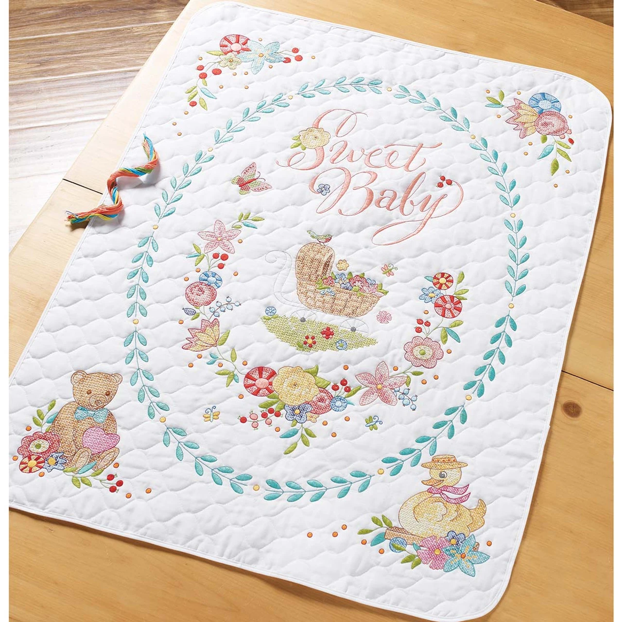 Bucilla Sweet Baby Quilt Stamped Cross-Stitch Kit 1 Bucilla Sweet Baby Quilt Stamped Cross-Stitch Kit