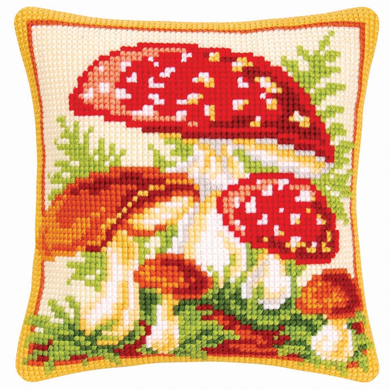 Vervaco Mushrooms Pillow Cover Needlepoint Kit 1 Vervaco Mushrooms Pillow Cover Needlepoint Kit
