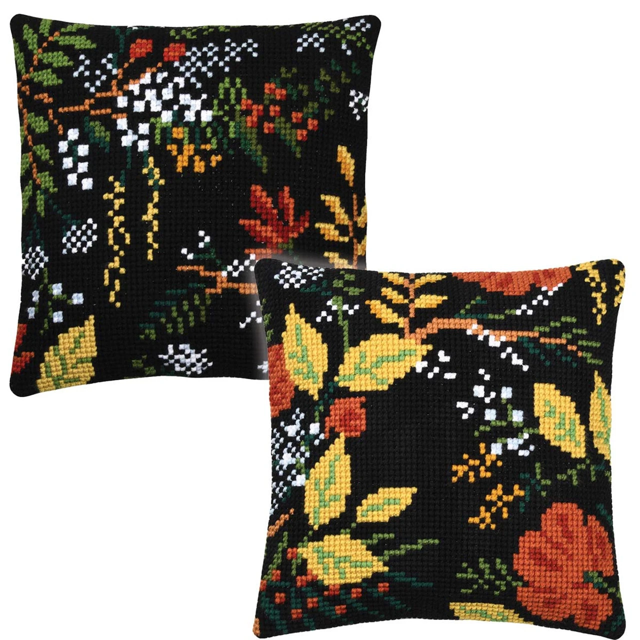 Vervaco Berries & Flowers Pillow Cover Set Needlepoint 1 Vervaco Berries & Flowers Pillow Cover Set Needlepoint
