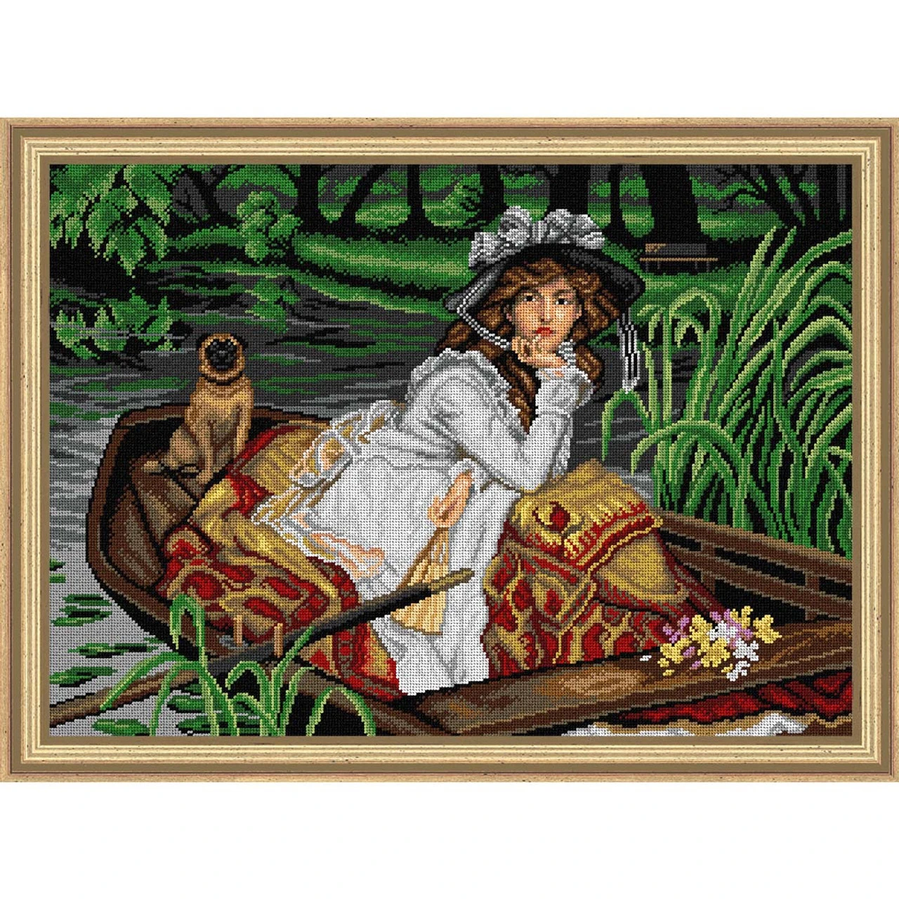 Orchidea Young Lady In A Boat Needlepoint Canvas 1 Orchidea Young Lady In A Boat Needlepoint Canvas
