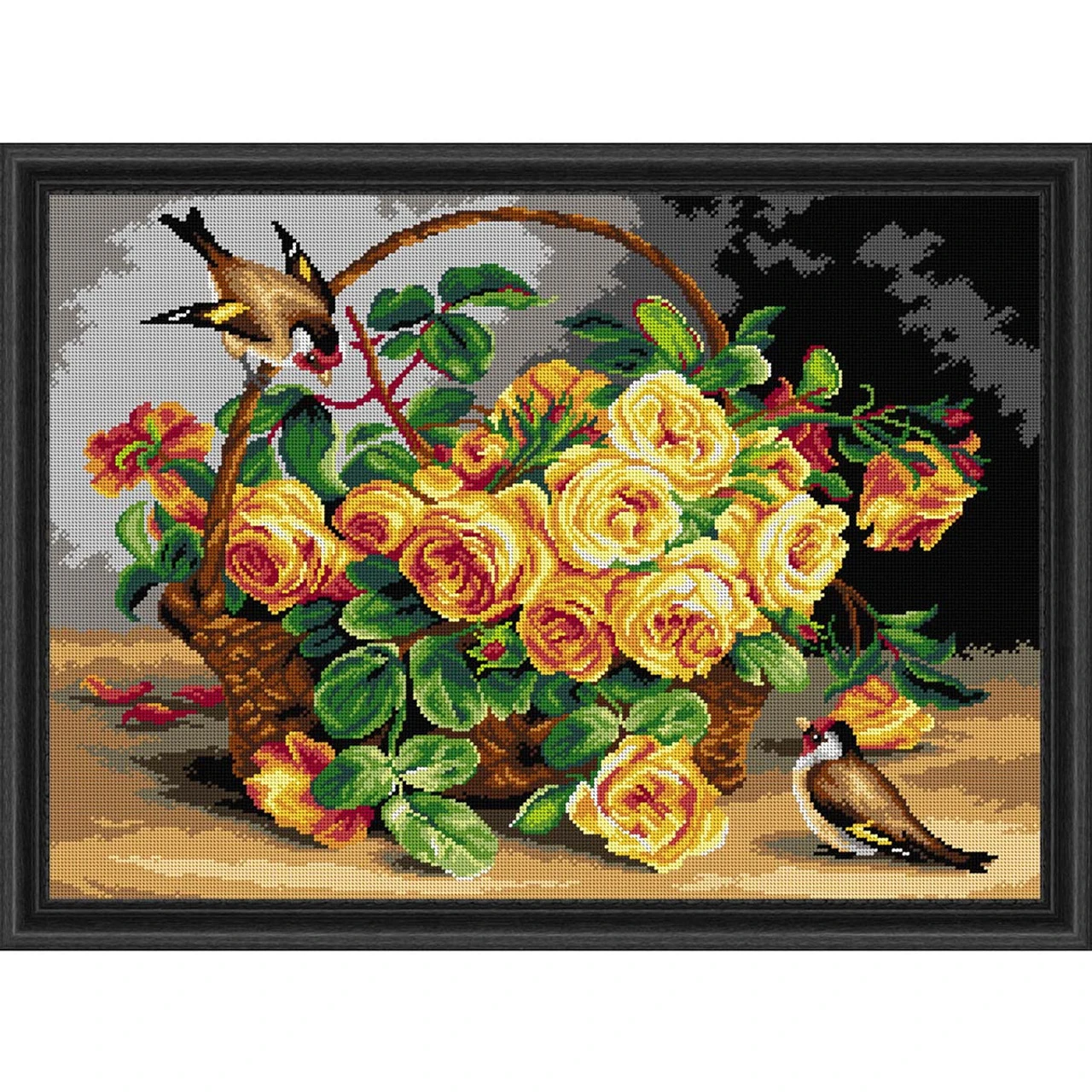 Orchidea Yellow Rose Basket Needlepoint Canvas 1 Orchidea Yellow Rose Basket Needlepoint Canvas