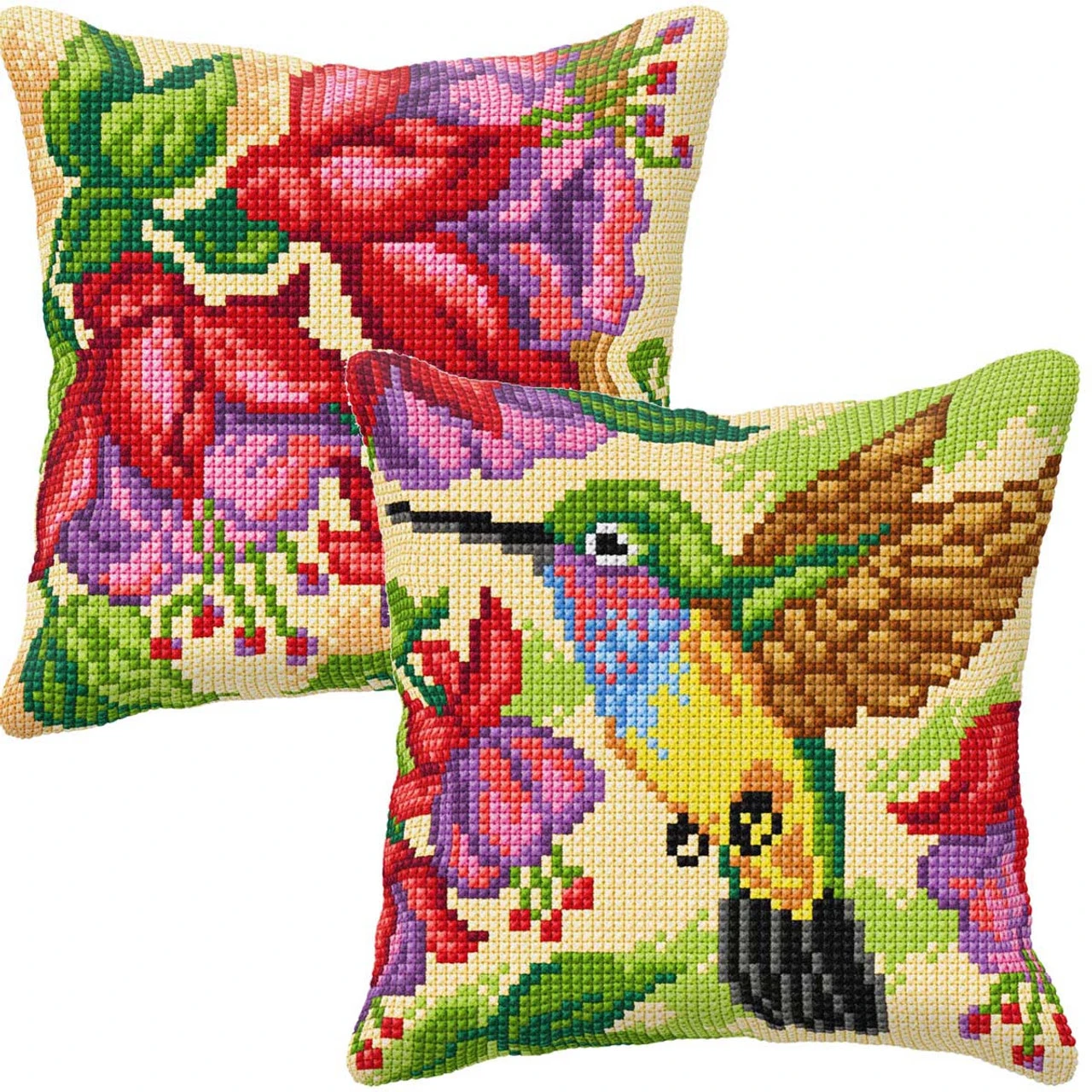 Orchidea Humming Brid & Exotic Flower Pillow Covers Set/2 Needlepoint Kit 1 Orchidea Humming Brid & Exotic Flower Pillow Covers Set/2 Needlepoint Kit