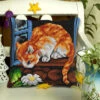 Orchidea Red Cat Pillow Needlepoint Kit