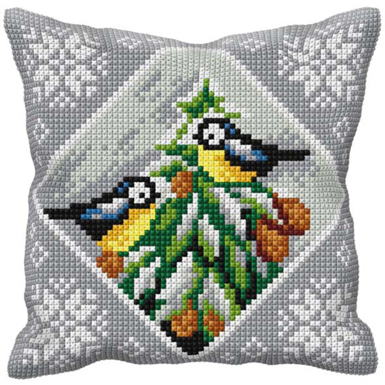 Orchidea Titmouse In Winter Grey Pillow Needlepoint Kit 1 Orchidea Titmouse In Winter Grey Pillow Needlepoint Kit