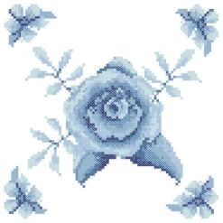 Herrschners Blue Harmony Quilt Blocks Stamped Cross-Stitch