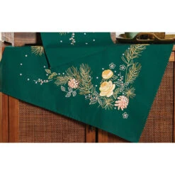 Herrschners Autumn Rose Table Topper Stamped Embroidery Kit