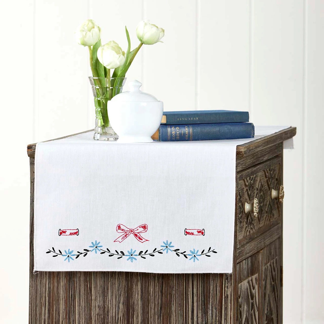 Herrschners Daphne Dresser Scarf Stamped Embroidery 1 Herrschners Daphne Dresser Scarf Stamped Embroidery