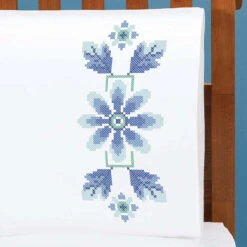 Herrschners Tranquility Pillowcase Pair Stamped Cross-Stitch
