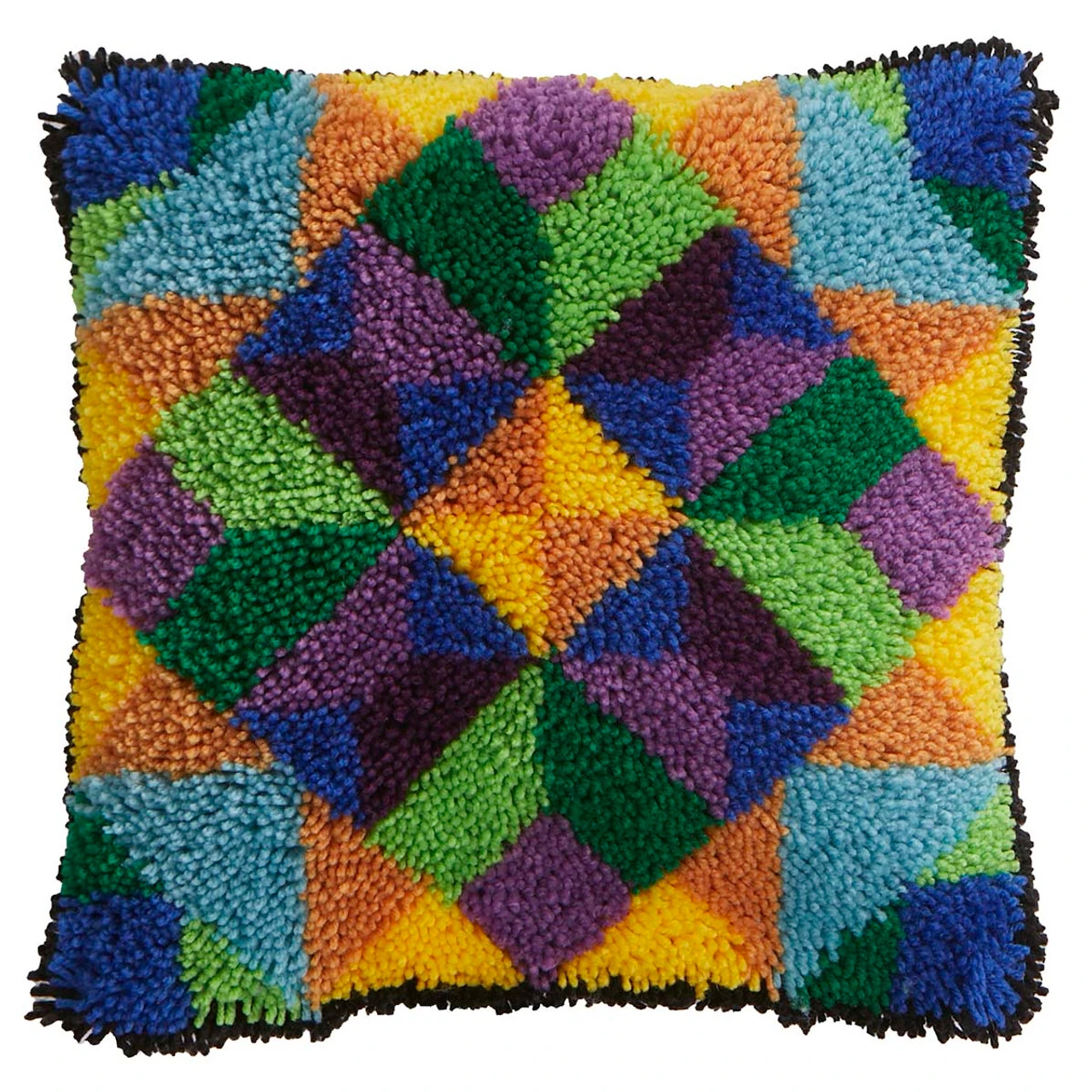 Herrschners Quilt Block II Pillow Latch Hook Kit 1 Herrschners Quilt Block II Pillow Latch Hook Kit