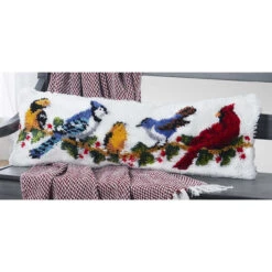Herrschners Winter Birds Bench Pillow Latch Hook Kit
