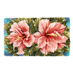 Herrschners Peach Hibiscus Latch Hook Kit