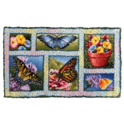 Herrschners Butterfly Floral Montage Latch Hook Kit
