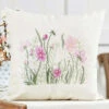 Nob Hill Purple & Pink Flowers Pillow Cover Stamped Cross-Stitch Kit