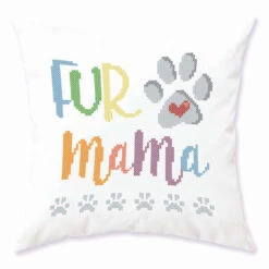 Herrschners Fur Mama Pillow Cover Stamped Cross-Stitch Kit
