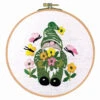 Craftways Green Gnome With Butterflies Hoop Stamped Embroidery Kit