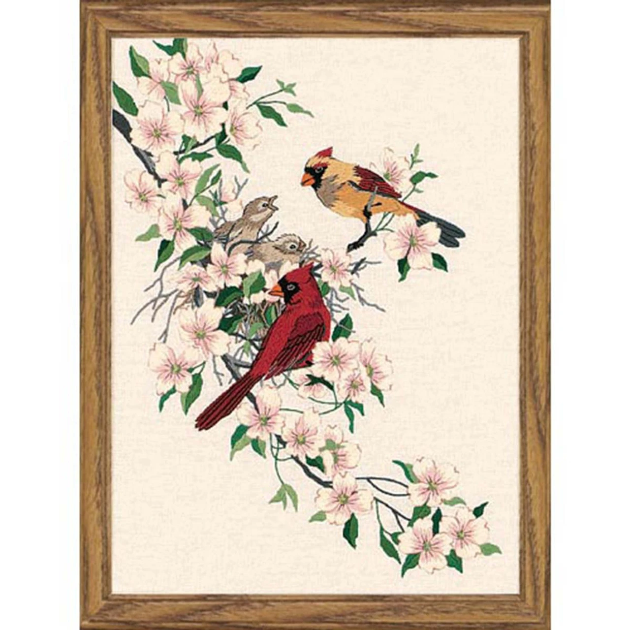 Dimensions Cardinals In Dogwood Stamped Embroidery Kit 1 Dimensions Cardinals In Dogwood Stamped Embroidery Kit