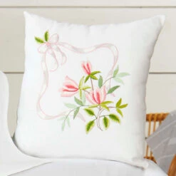 Craftways Pink Blossoms Pillow Cover Stamped Embroidery Kit