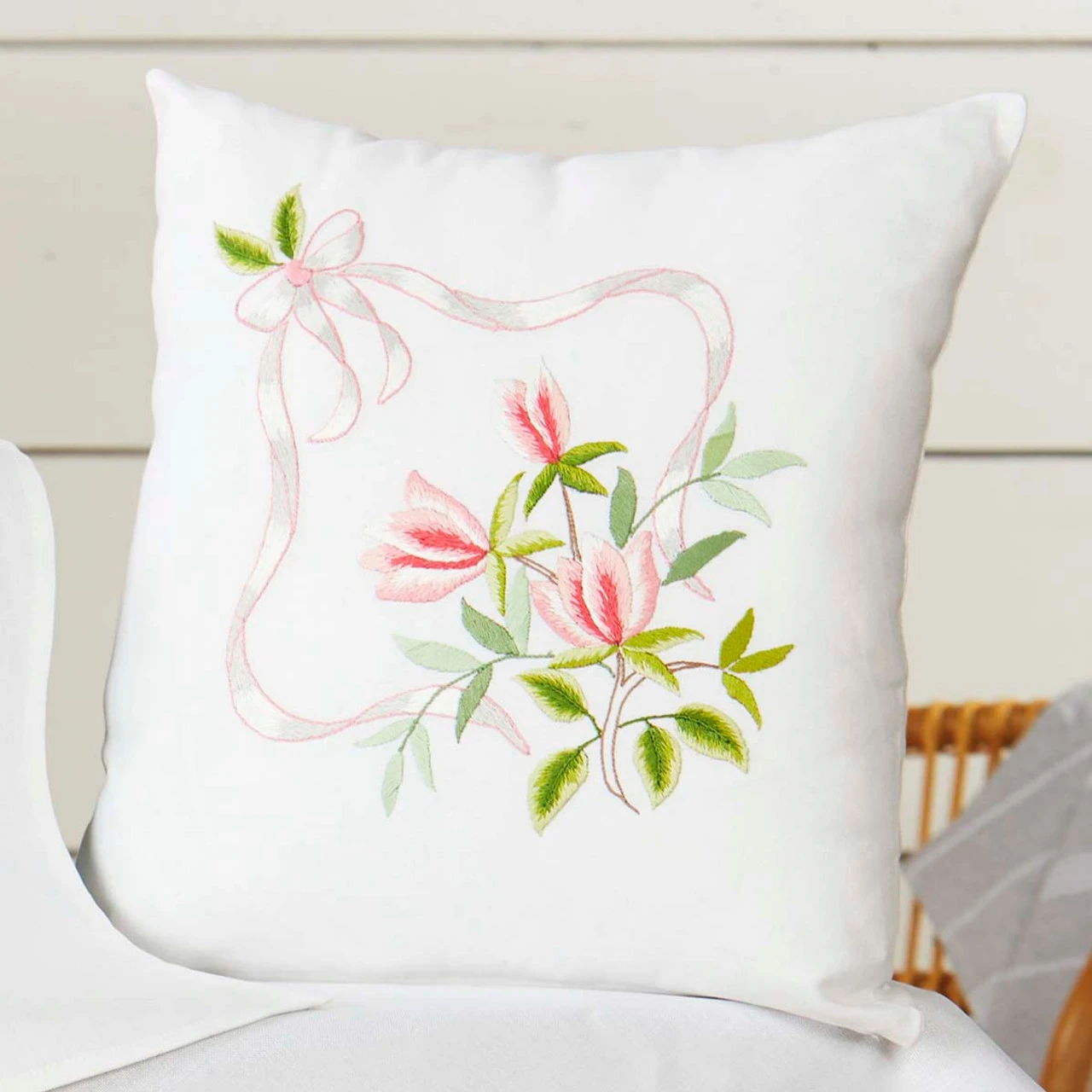 Craftways Pink Blossoms Pillow Cover Stamped Embroidery Kit 1 Craftways Pink Blossoms Pillow Cover Stamped Embroidery Kit