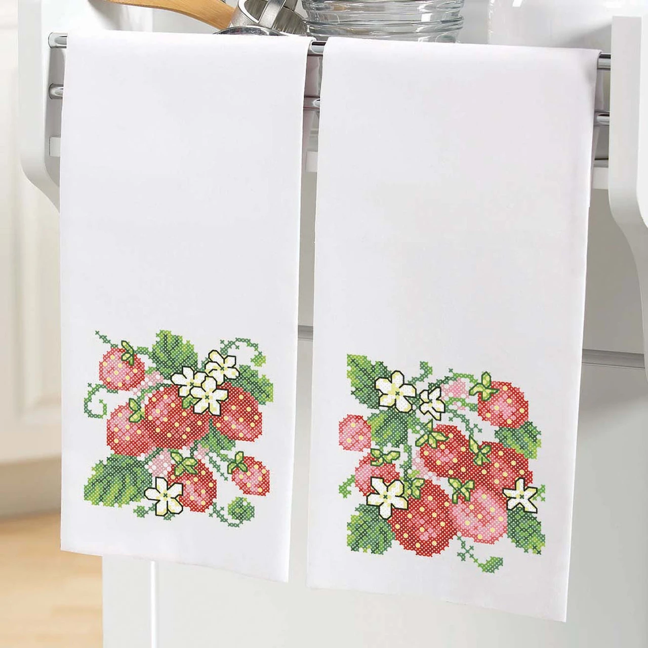 Herrschners Sweet Berry Towel Pair Stamped Cross-Stitch 1 Herrschners Sweet Berry Towel Pair Stamped Cross-Stitch
