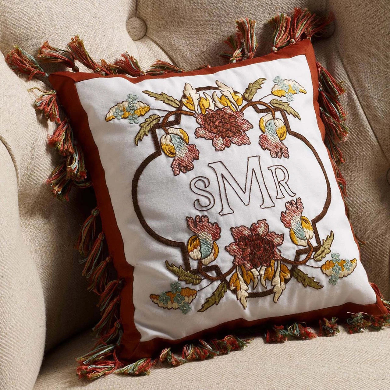 Bucilla Charleston Chirp Monogram Pillow Cover Stamped Embroidery 1 Bucilla Charleston Chirp Monogram Pillow Cover Stamped Embroidery