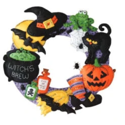 Bucilla A Witch's Brew Wreath Felt & Sequin Kit