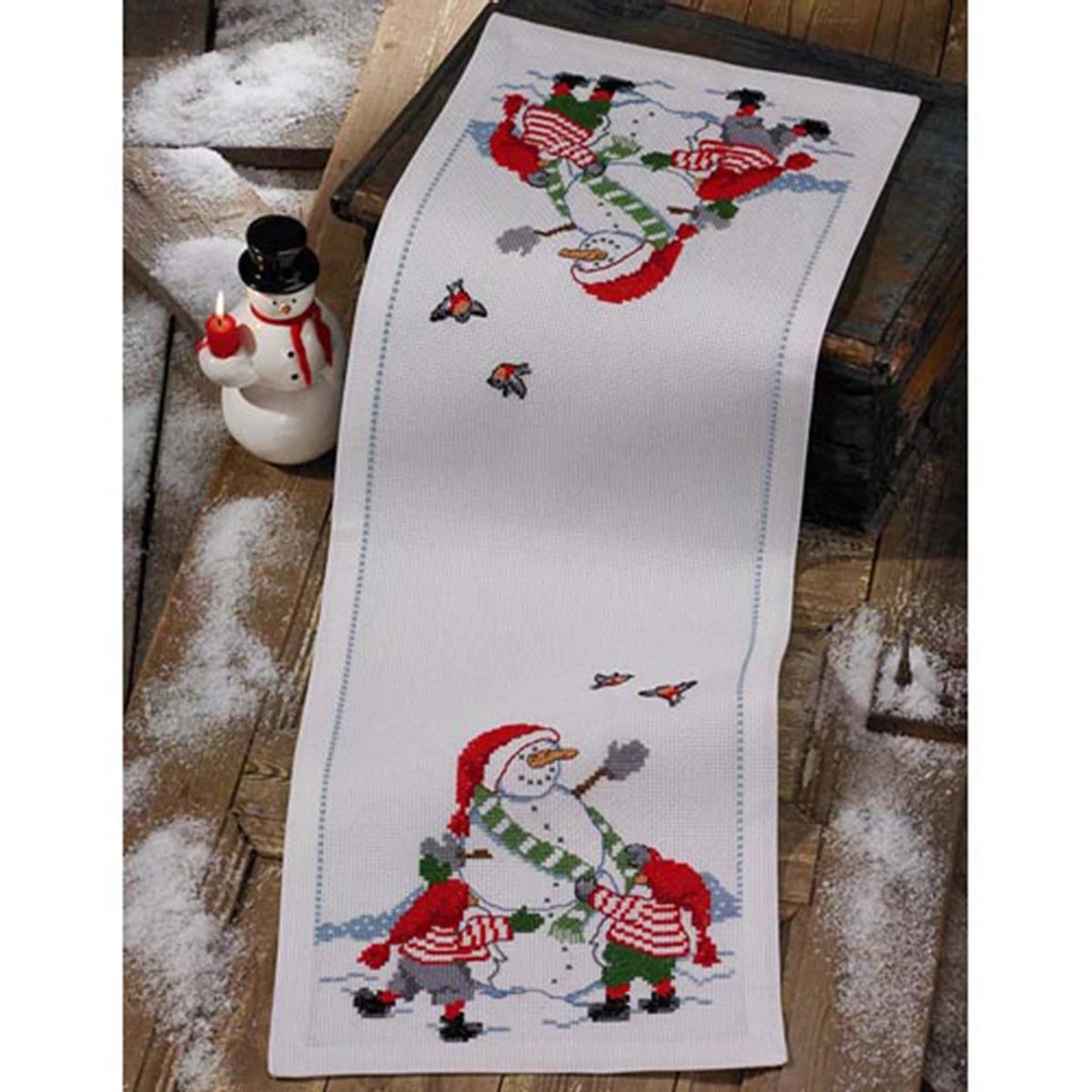 Permin Snowman & Friends Table Runner Counted Cross-Stitch Kit 1 Permin Snowman & Friends Table Runner Counted Cross-Stitch Kit