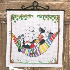 Permin Cow In The Hammock Counted Cross-Stitch Kit