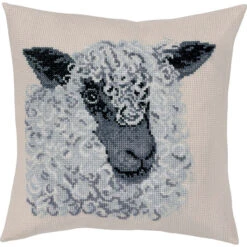 Permin Gray Sheep Pillow Counted Cross-Stitch Kit