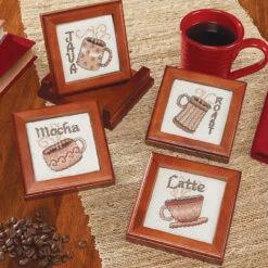 Herrschners Coffee Coasters With Holder Counted Cross-Stitch Kit