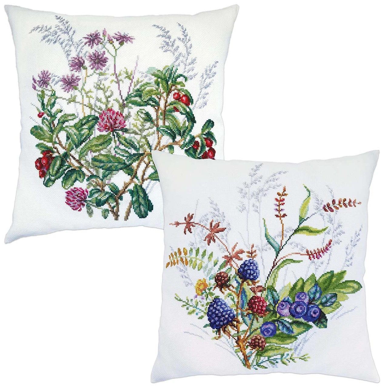 Vervaco Forest Bouquet & Berries Pillow Cover Set Counted Cross-Stitch 1 Vervaco Forest Bouquet & Berries Pillow Cover Set Counted Cross-Stitch