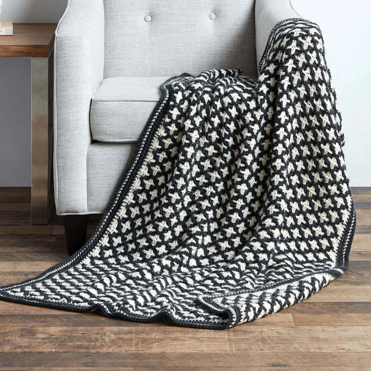 Caron Reversible Geometric Crochet Blanket Kit 1 Caron Reversible Geometric Crochet Blanket Kit