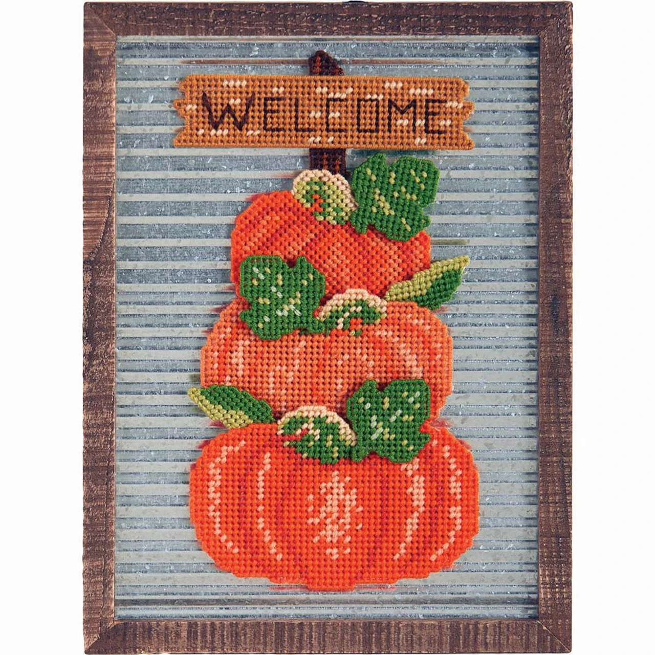 Herrschners Pumpkin Stack Wall Hanging Plastic Canvas Kit 1 Herrschners Pumpkin Stack Wall Hanging Plastic Canvas Kit