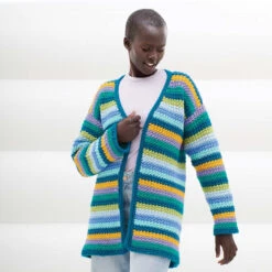 Caron Textured Stripes Cardigan Crochet Kit