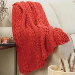 Herrschners Sweater Stitch Knit Afghan Kit