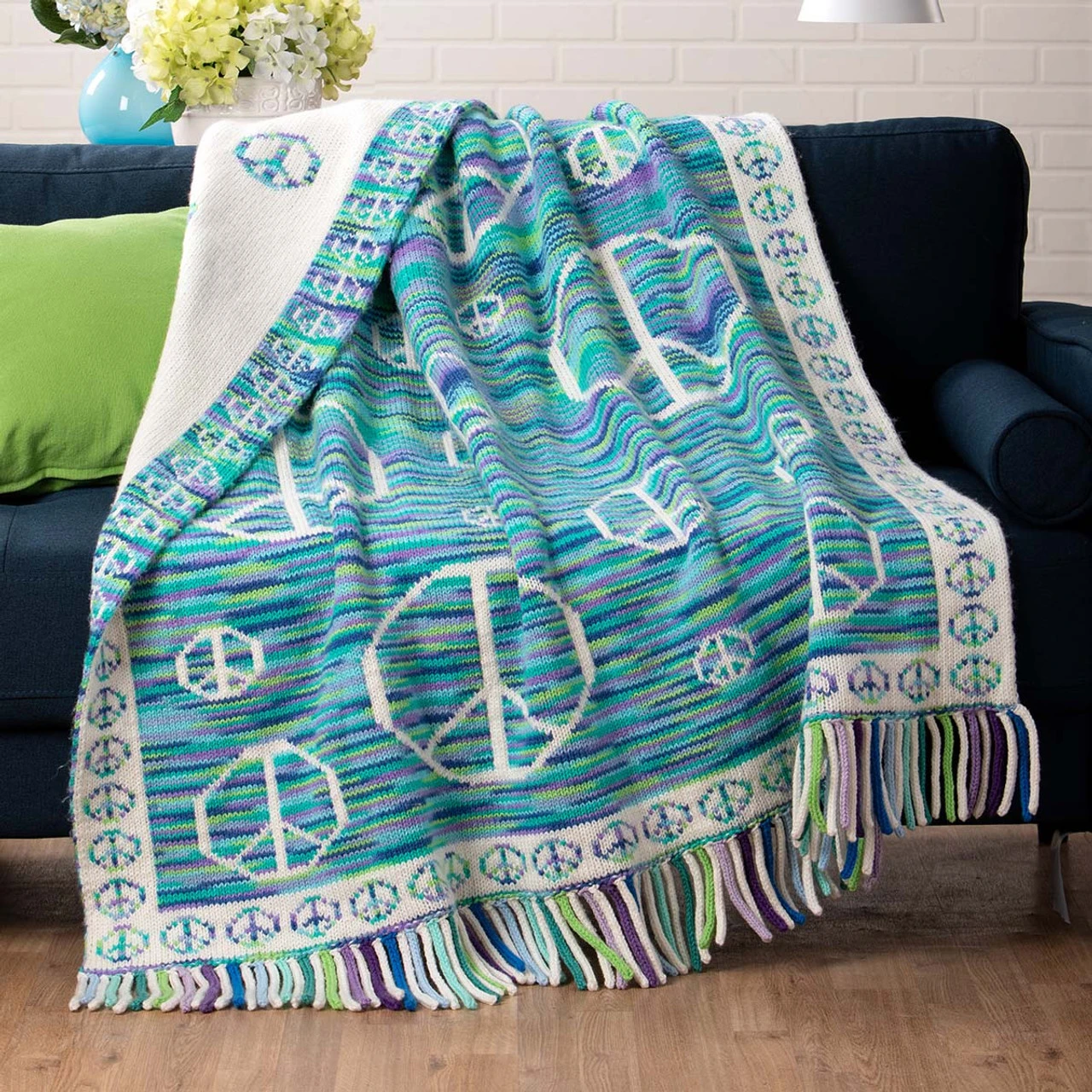 Herrschners Groovy Reverse Afghan Knit Kit 1 Herrschners Groovy Reverse Afghan Knit Kit