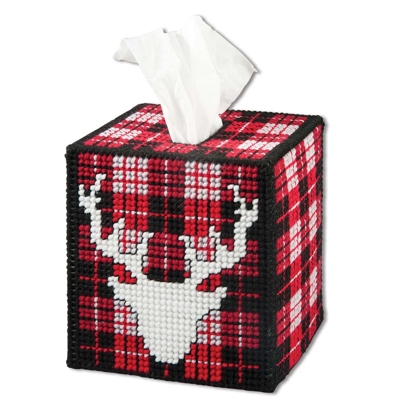Herrschners Winter Lodge Tissue Box Cover Plastic Canvas Kit 1 Herrschners Winter Lodge Tissue Box Cover Plastic Canvas Kit