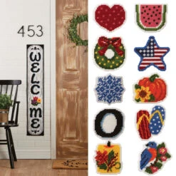 Herrschners Welcome Porch Board Wall Hanging Plastic Canvas Kit