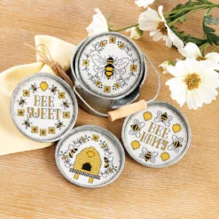 Herrschners Honeybee Tin Coasters Counted Cross-Stitch Kit
