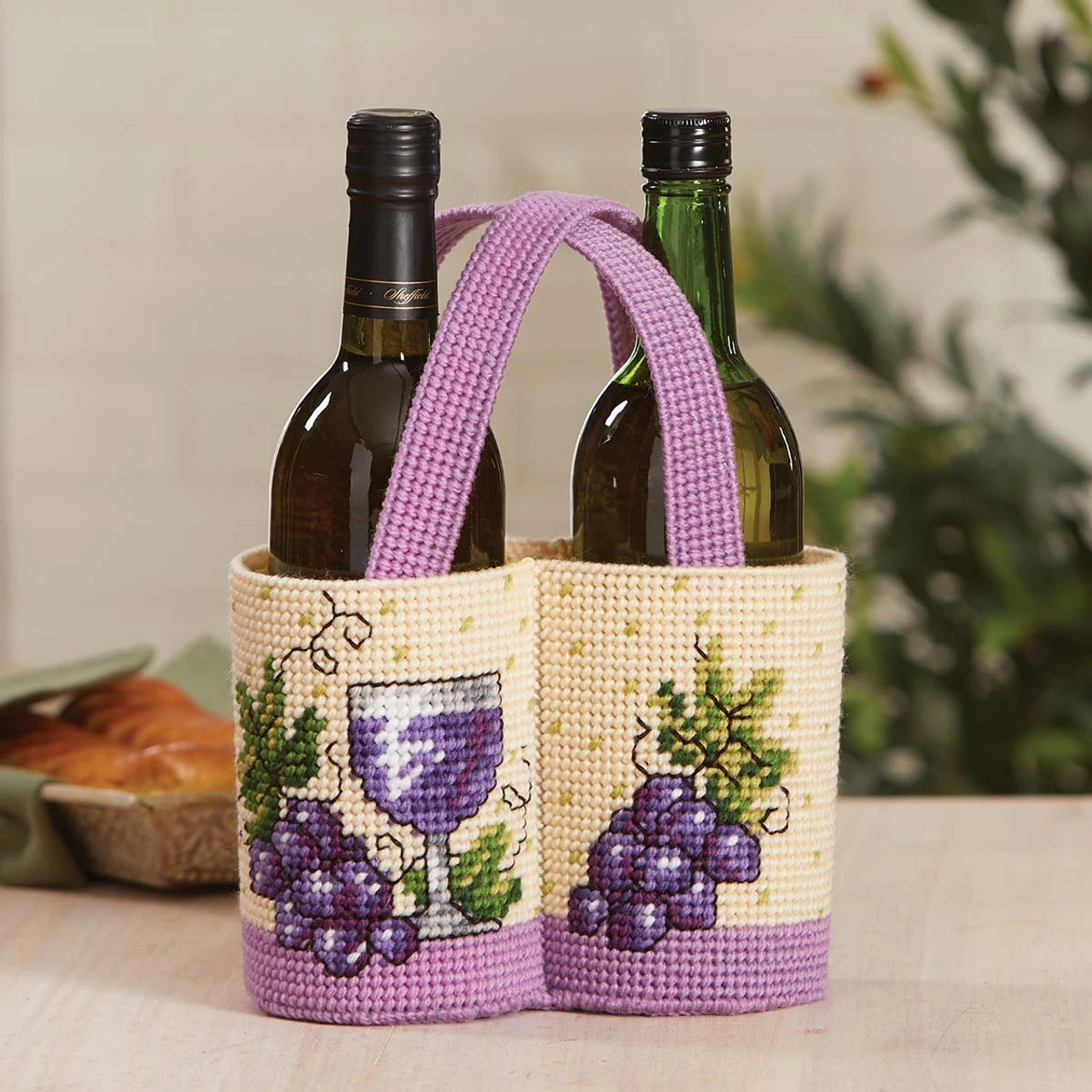 Herrschners Wine Time Basket Plastic Canvas Kit 1 Herrschners Wine Time Basket Plastic Canvas Kit