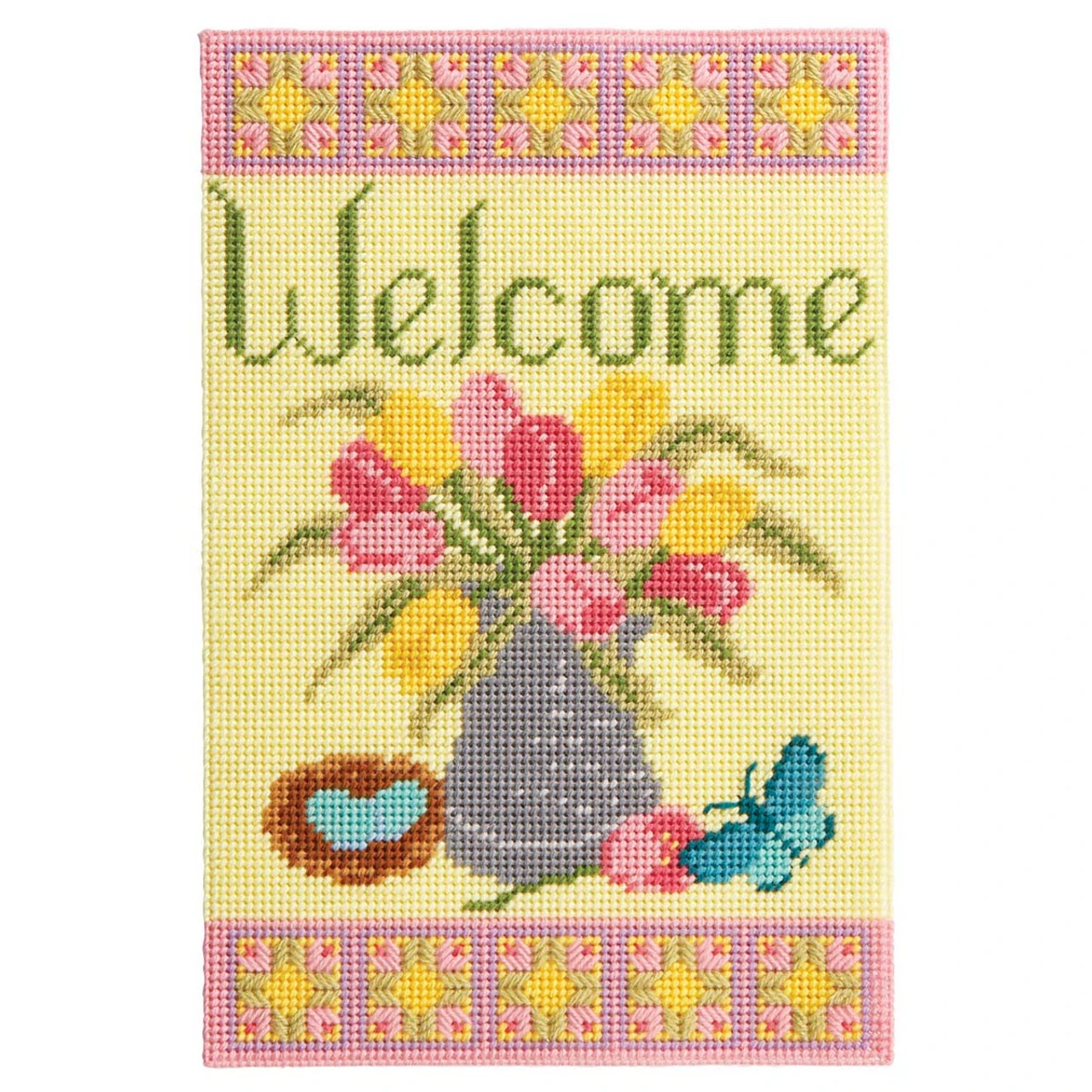 Herrschners Spring Welcome Wall Hanging Plastic Canvas Kit 1 Herrschners Spring Welcome Wall Hanging Plastic Canvas Kit
