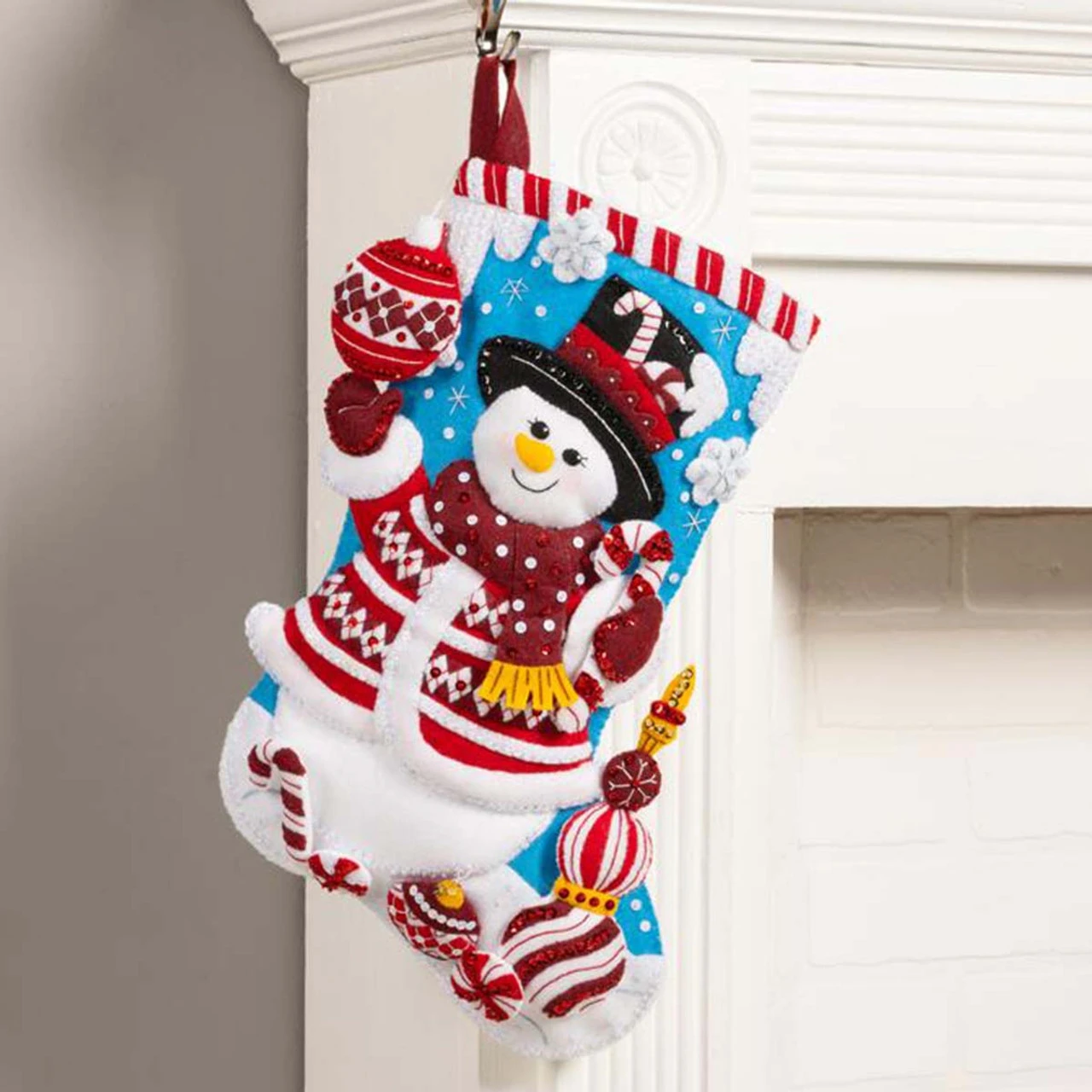 Bucilla Peppermint Snowman Stocking Kit 2 Bucilla Peppermint Snowman Stocking Kit - Image 2