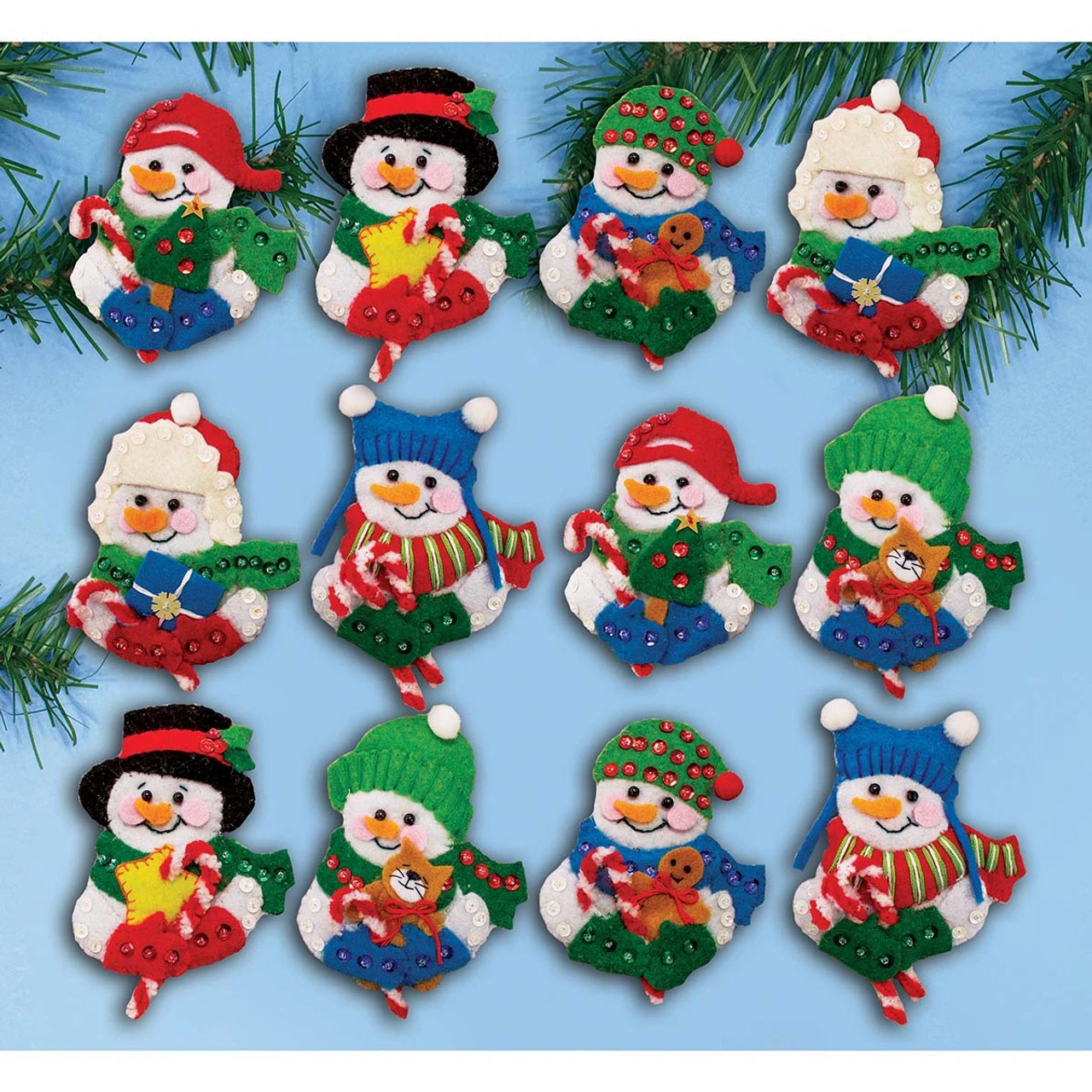 Design Works Candy Cane Snowman Felt & Sequin Kit 1 Design Works Candy Cane Snowman Felt & Sequin Kit